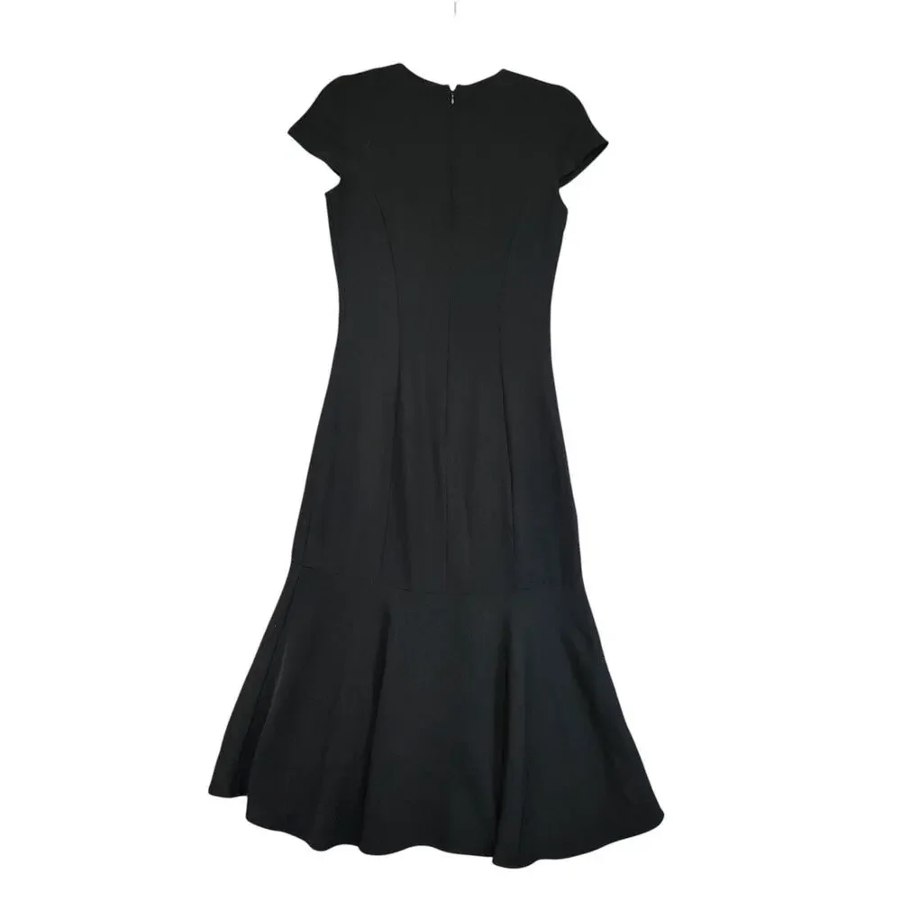 Amanda Uprichard Womens Evalina Dress Size Small Black Flounce Hem Midi‎ LBD
